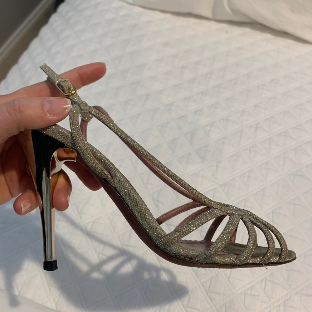 Jean Michel Cazabat gold shimmer sandals